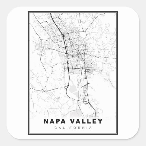Napa Valley Map Square Sticker