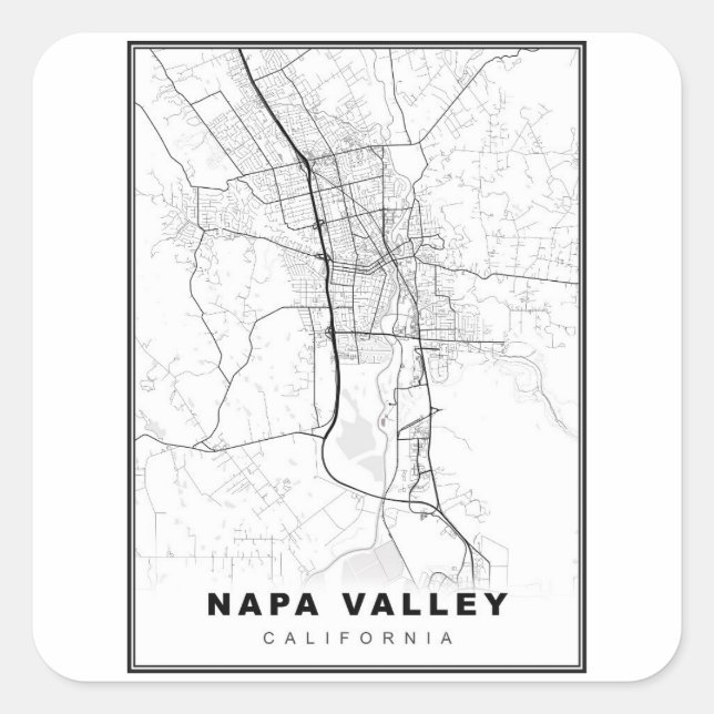 Napa Valley Map Square Sticker (Front)