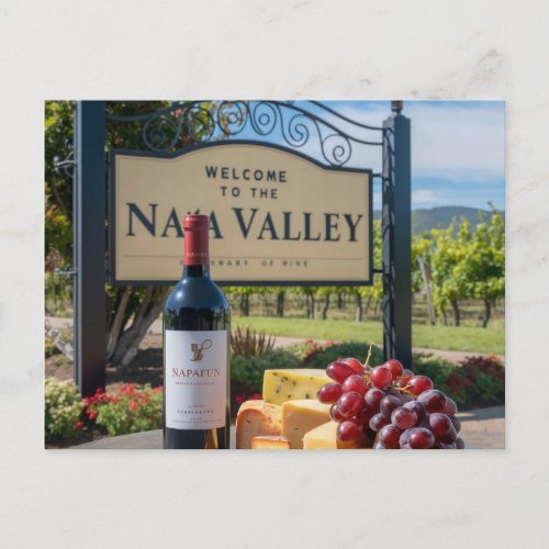 Napa Valley Travel Mail NapaFun Wine Cheese Grapes Postcard