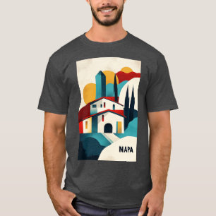 Napa Valley Vineyard Art with Modern Geometric Des T-Shirt