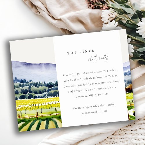 Napa Valley Vineyard Landscape Wedding Detail Enclosure Card