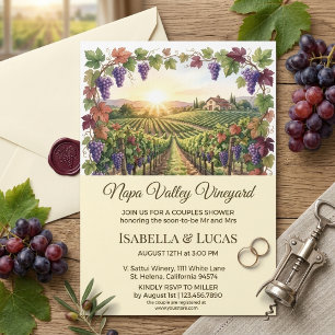 Napa Valley Vineyard Watercolor Couples Shower Invitation
