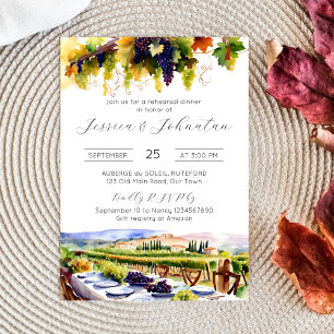 Napa Valley vineyard watercolor rehearsal dinner Invitation
