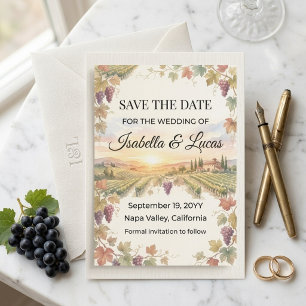 Napa Valley Vineyard Watercolor Save The Date