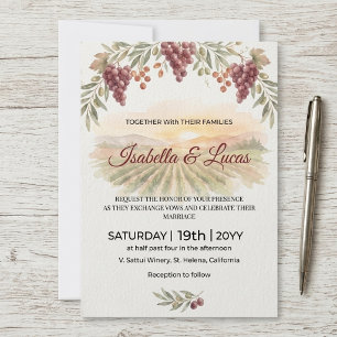 Napa Valley Vineyard Watercolor Wedding Invitation