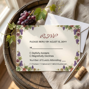 Napa Valley Vineyard Watercolor Wedding RSVP Card