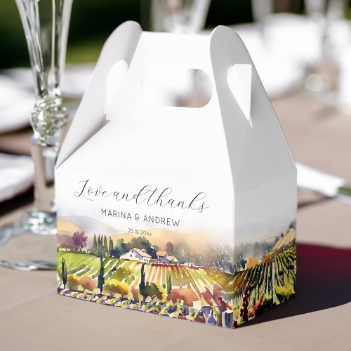 Napa Valley vineyard watercolor wedding thank you Favor Boxes