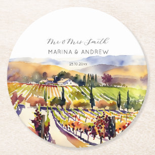 Napa Valley vineyard wedding favors tableware  Round Paper Coaster