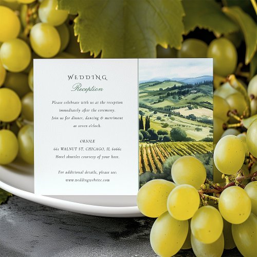 Napa Valley Vineyard Wedding Reception Card
