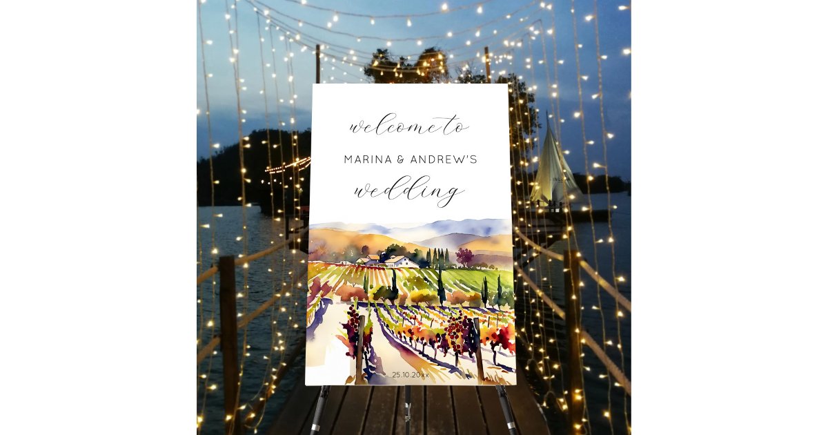 Napa Valley vineyard wedding welcome sign | Zazzle