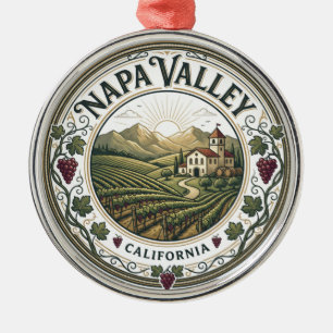 Napa Valley Vineyard Winery California Metal Ornament