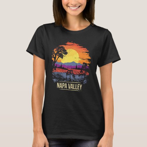 Napa Valley Vineyard Winery Vintage Retro Sunset S T_Shirt