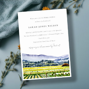 Napa Valley Watercolor Vineyard Bridal Shower Invitation