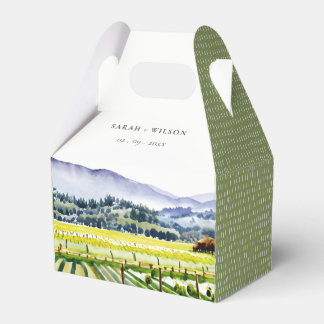 Napa Valley Watercolor Vineyard Landscape Wedding Favor Boxes