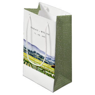 Napa Valley Watercolor Vineyard Landscape Wedding Small Gift Bag