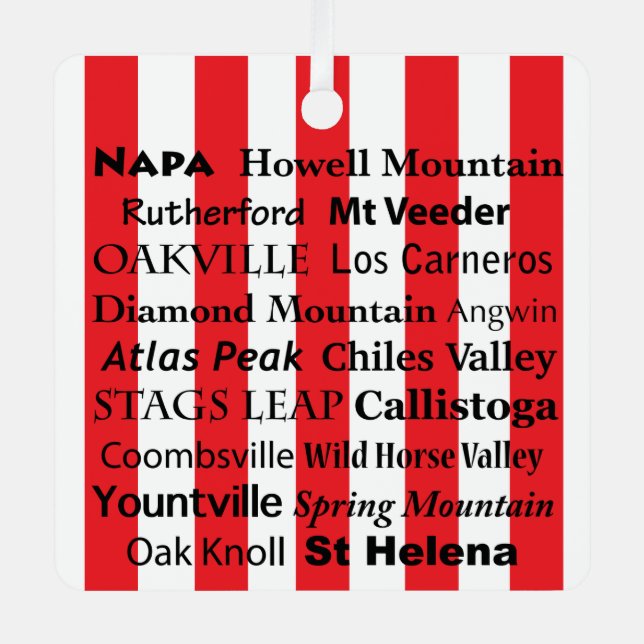 Napa Valley Wine AVAs Ornament (Front)