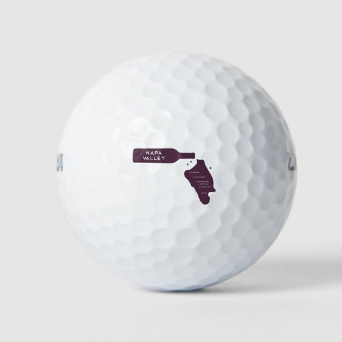 Napa Valley Wine Bottle Spill Logo Golf Balls