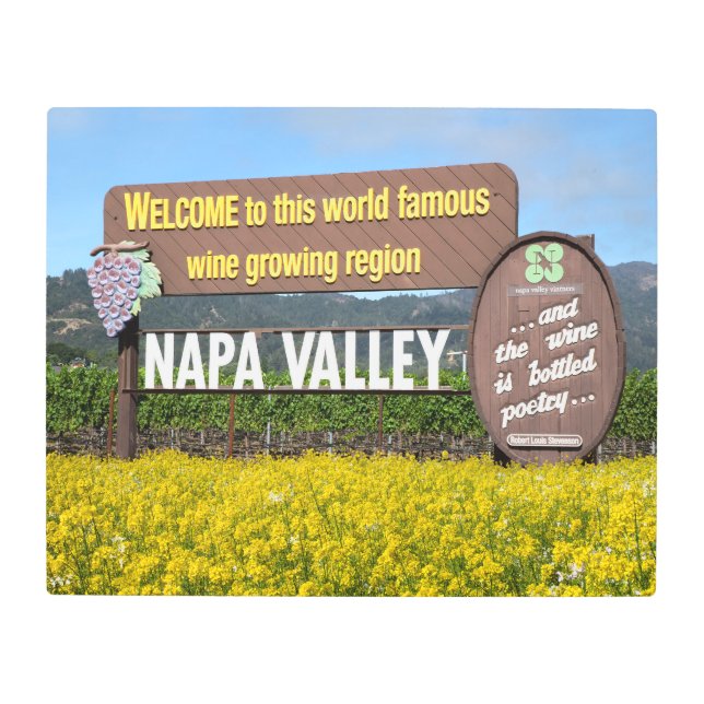 Napa Welcome Sign with Mustard Field (Front)