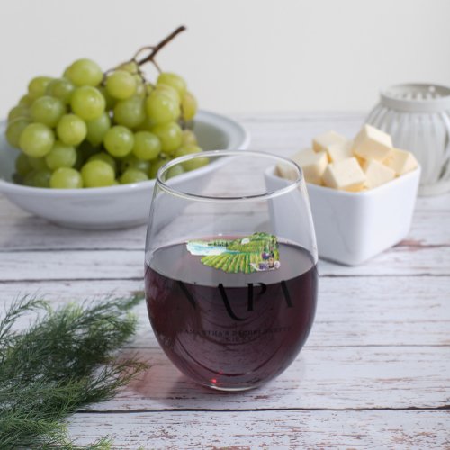 Napa Winery  Monogram Bachelorette Stemless Wine Glass