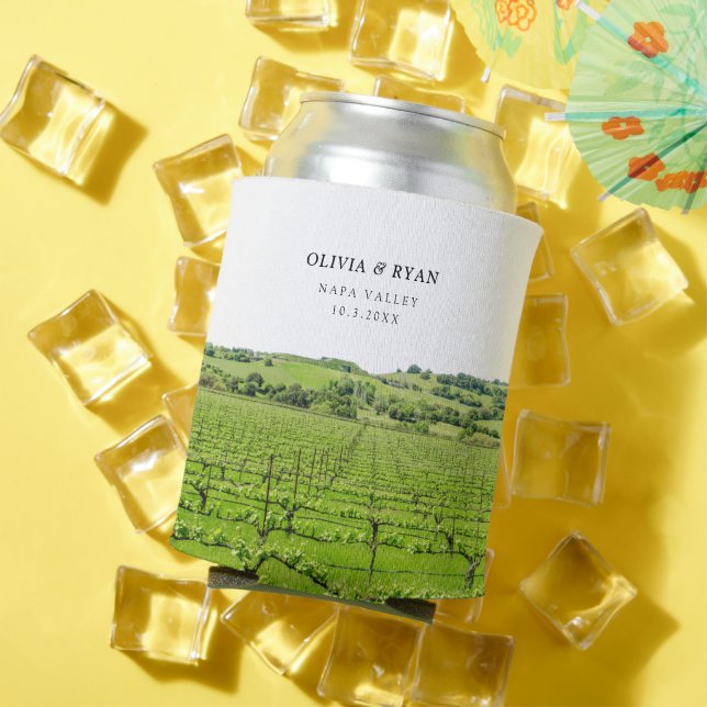 Napa Winery Wedding Favor Custom  Can Cooler (In Situ Summer)