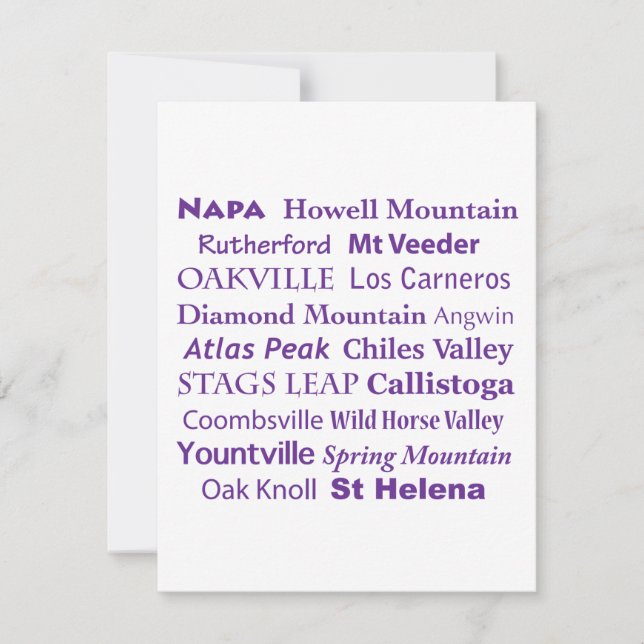 Napa Wines Flat Note Card (Front)