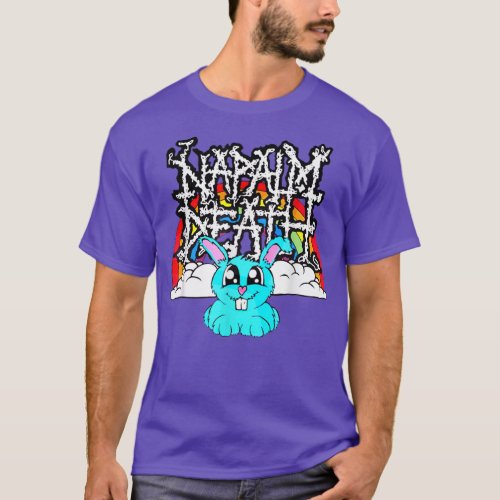 Napalm Death Rainbow Bunny Pink Funny  T_Shirt