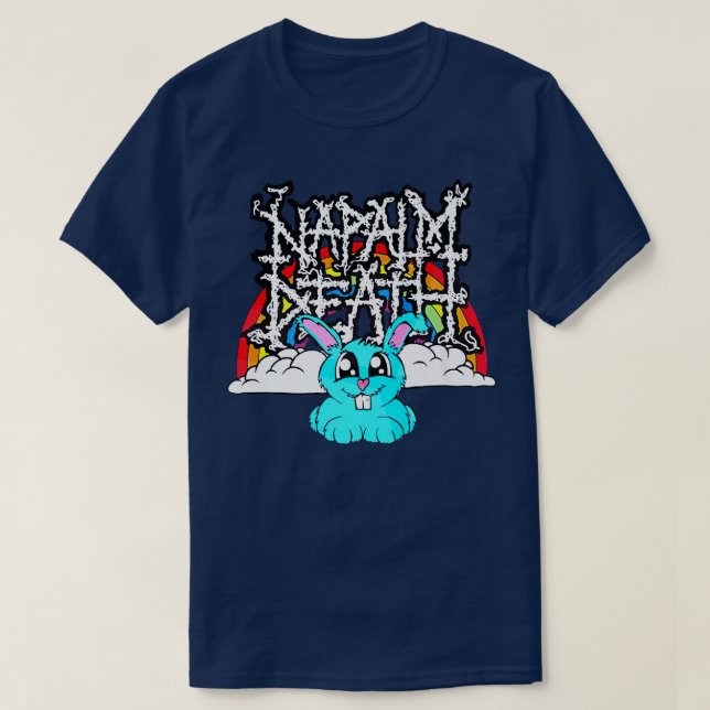 Napalm Death Rainbow Bunny Pink Funny  T-Shirt (Design Front)