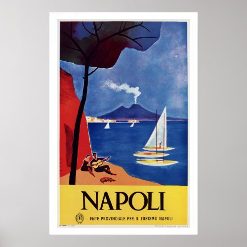 Napeles Italy retro vintage travel ad Poster