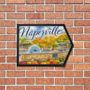 Naperville Illinois Dandelion Fountain Riverwalk Pennant