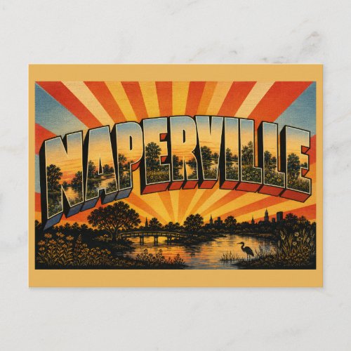 Naperville Illinois River Woodland Prairie Art Postcard
