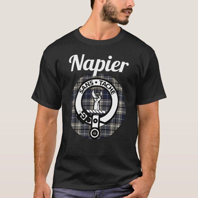 Napier Clan Scottish Name Coat Of Arms Tartan T-Shirt (Front)