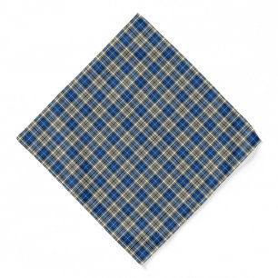 Napier Clan Tartan Blue, Black and White Plaid Bandana