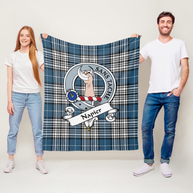 Napier Modern Clan Badge Tartan Plaid Fleece Blanket (In Situ)