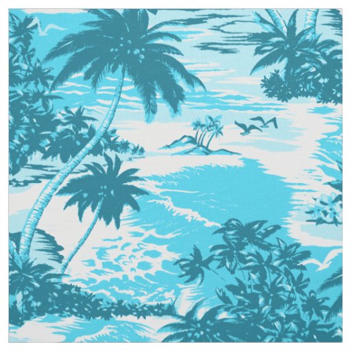 Napili Bay Hawaiian Island Scenic Aloha Print Fabric