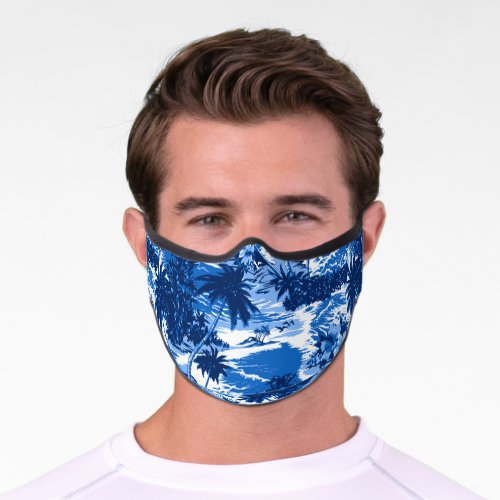 Napili Bay Hawaiian Island Scenic Blue Premium Face Mask