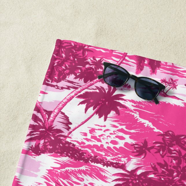 Napili Bay Hawaiian Island Scenic - Pink Beach Towel (In Situ)
