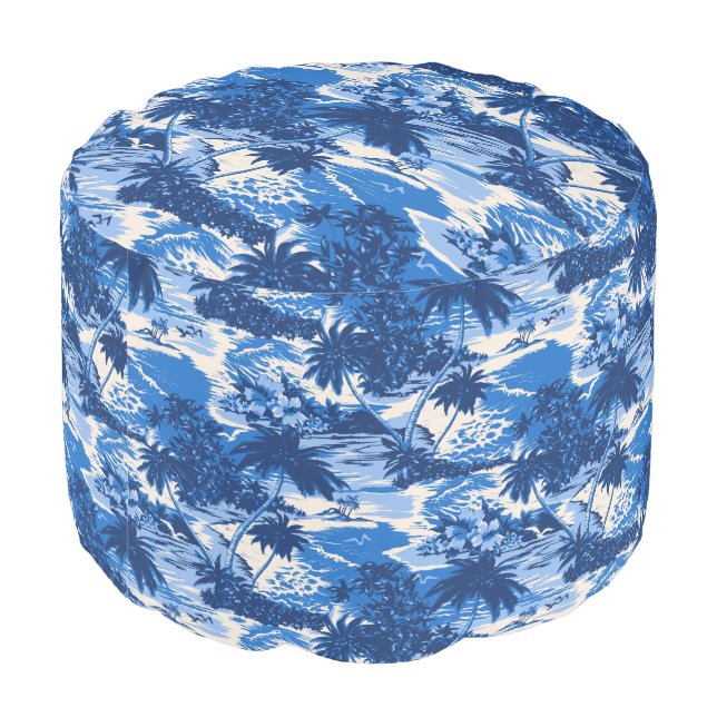 Napili Bay Hawaiian Island Scenic Pouf (Angled Back)