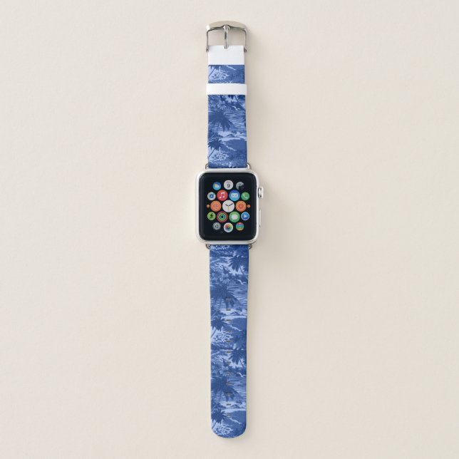 Napili Bay Hawaiian Island Scenic Royal Blue Apple Watch Band (Front)