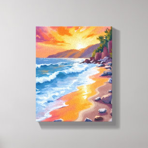 Napili Bay Sunset Maui Hawaii Painting Canvas Print