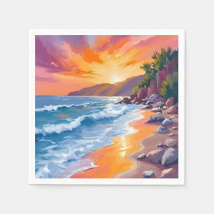 Napili Bay Sunset Maui Hawaii Painting Napkins