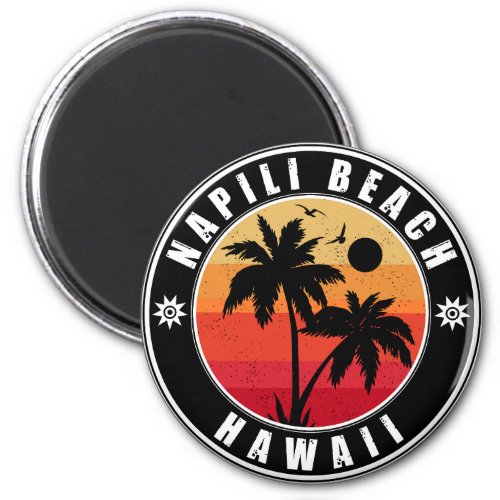 Napili Beach Hawaii Retro Palm Trees 60s Souvenirs Magnet
