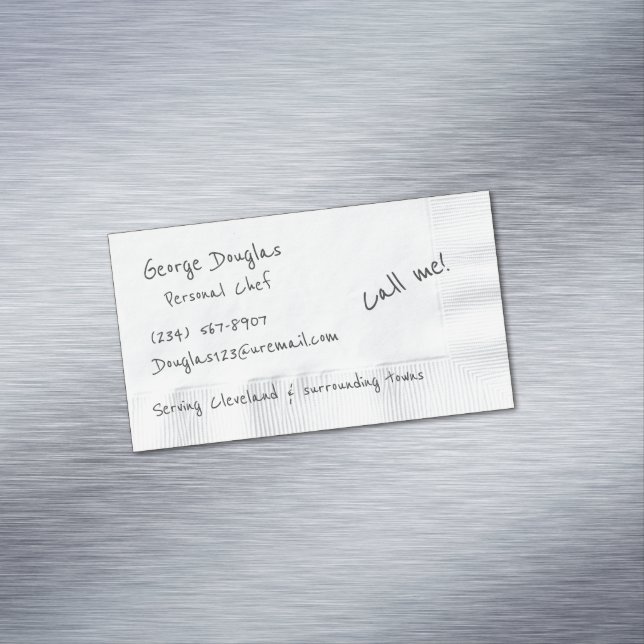 Napkin Background Business Card Magnet (In Situ)
