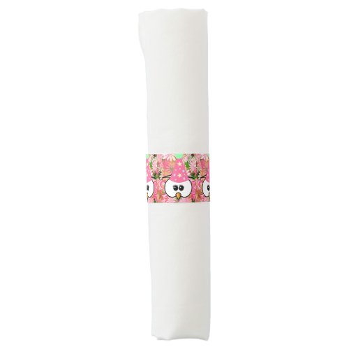 Napkin Band Floral Pink Owl