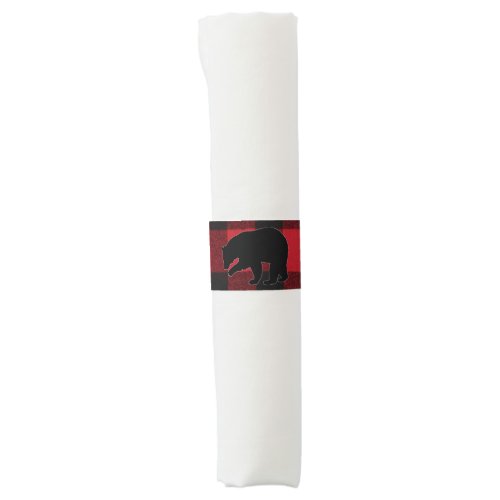 Napkin Band Red Plaid Black Bear