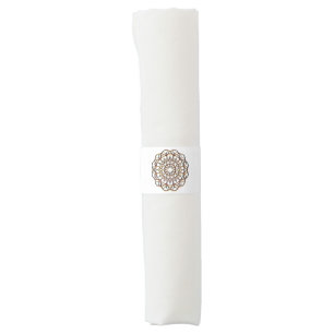 Napkin Bands With Lace Like MultiColor Gold Design