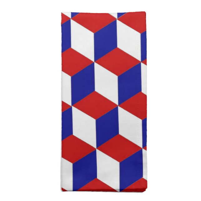Napkin - Block illusion in Red, White, and Blue (Folded)