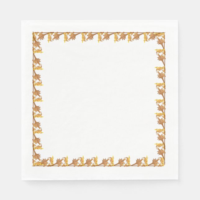 Napkin – Border of Golden Angle Iron Leaves (Front)