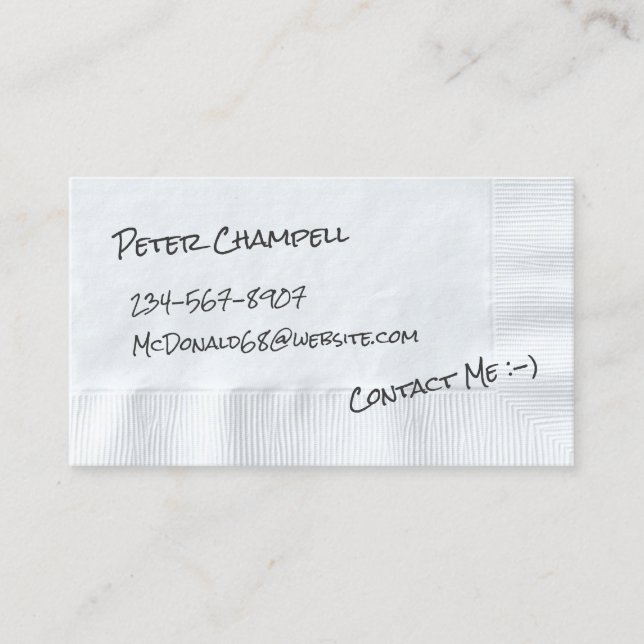 Napkin Calling Unique Business Card Template (Front)