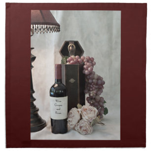 Napkin, Cloth Wine, Grapes and Roses Napkin