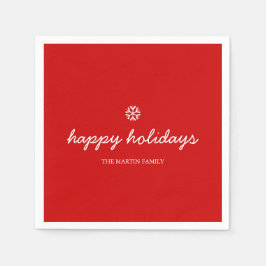 Napkin happy holidays script Red